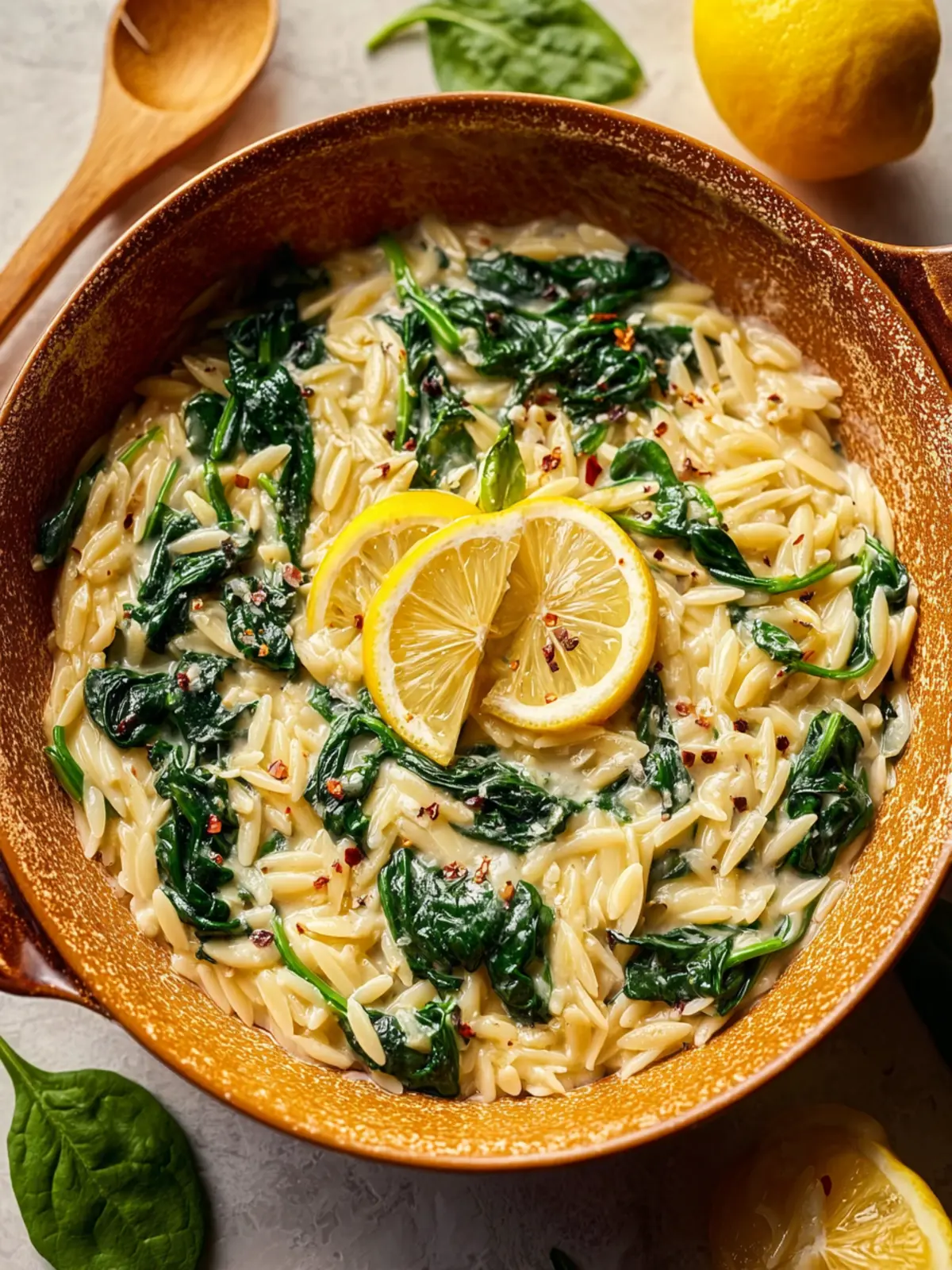 One-Pot Creamy Lemon Orzo with Spinach First Image