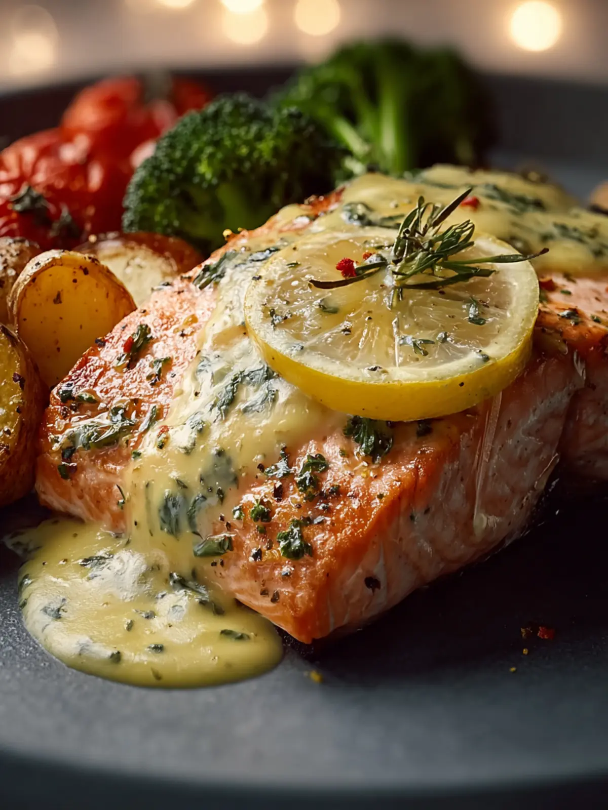 Sheet Pan Baked Salmon with Lemon Sauce First Image