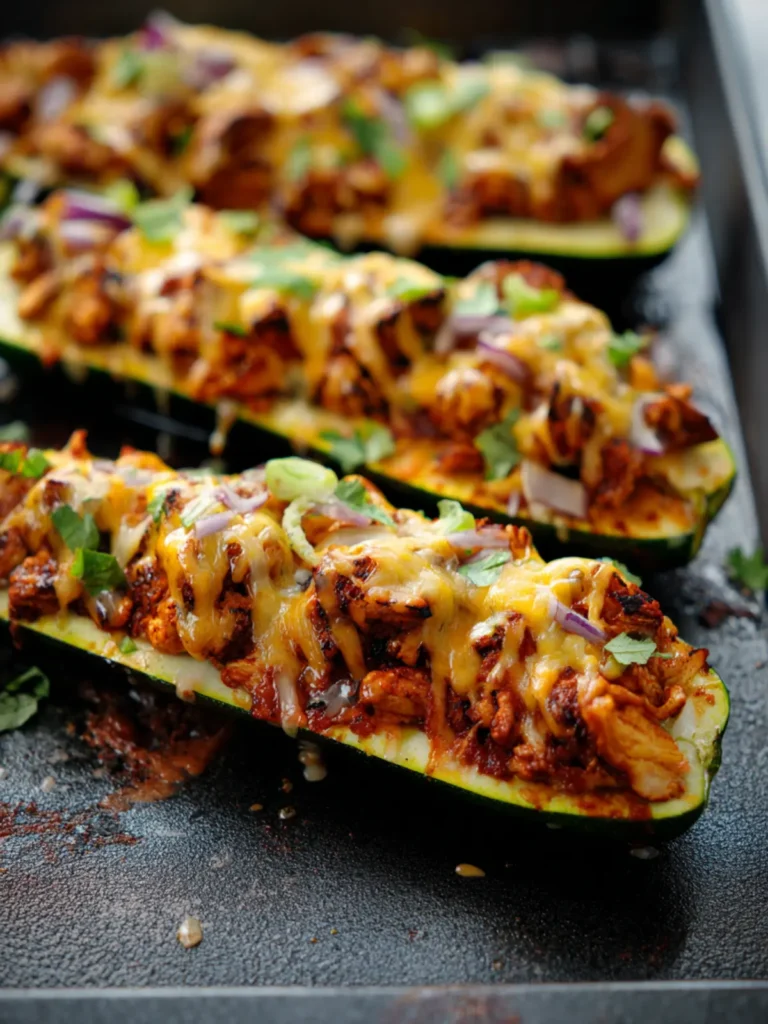 BBQ Chicken Stuffed Zucchini Boats First Image