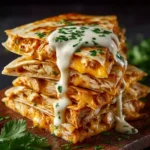 Cheesy Hot Honey Chicken Quesadillas with Spicy Jalapeño Cream Sauce First Image