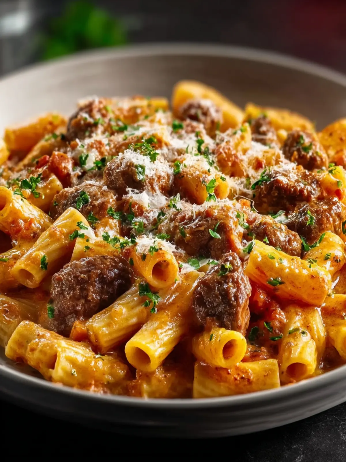 High Protein Creamy Beef Pasta First Image