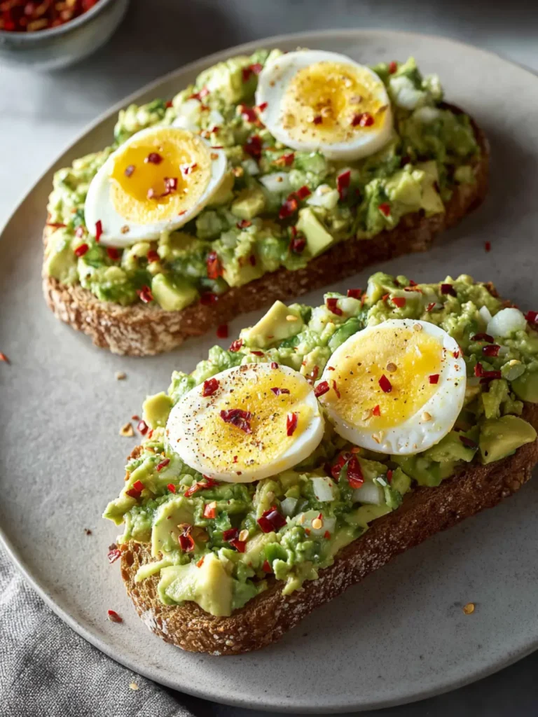 Smashed Avocado Toast with Egg and Red Pepper Flakes First Image