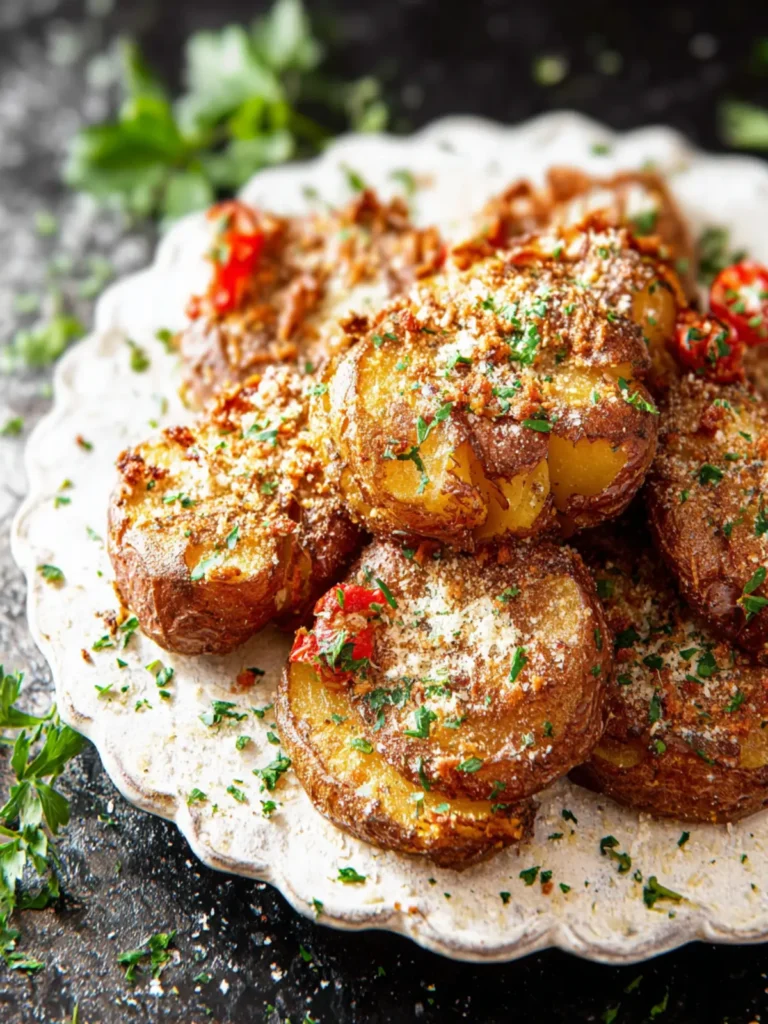 The Crispiest Garlic Parmesan Smashed Potatoes First Image