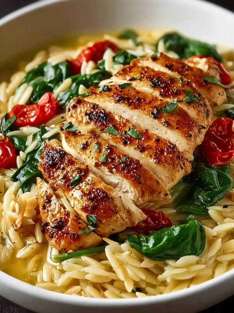 tuscan chicken with parmesan orzo First Image