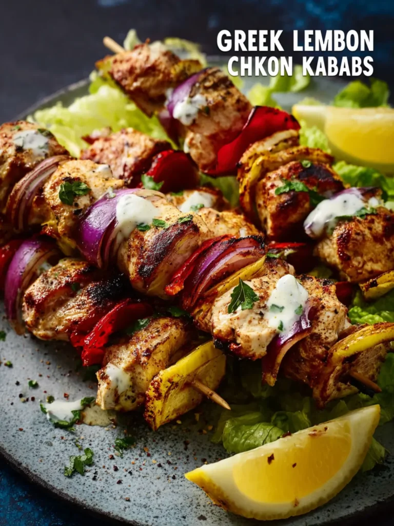 greek lemon chicken kebabs First Image